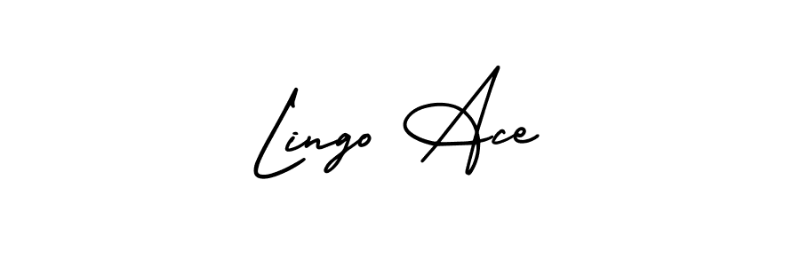 How to make Lingo Ace name signature. Use AmerikaSignatureDemo-Regular style for creating short signs online. This is the latest handwritten sign. Lingo Ace signature style 3 images and pictures png