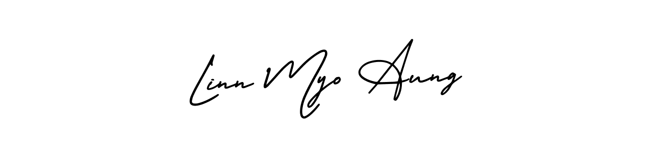 AmerikaSignatureDemo-Regular is a professional signature style that is perfect for those who want to add a touch of class to their signature. It is also a great choice for those who want to make their signature more unique. Get Linn Myo Aung name to fancy signature for free. Linn Myo Aung signature style 3 images and pictures png