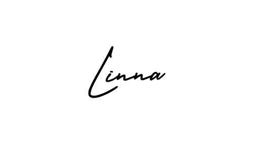 How to make Linna signature? AmerikaSignatureDemo-Regular is a professional autograph style. Create handwritten signature for Linna name. Linna signature style 3 images and pictures png