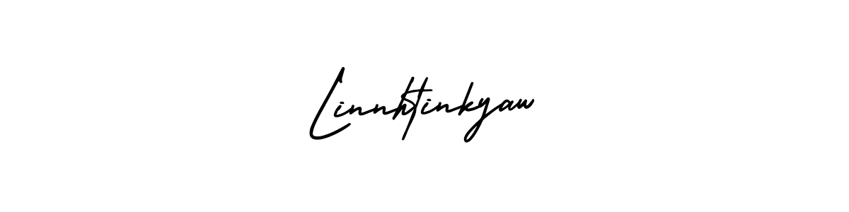 Linnhtinkyaw stylish signature style. Best Handwritten Sign (AmerikaSignatureDemo-Regular) for my name. Handwritten Signature Collection Ideas for my name Linnhtinkyaw. Linnhtinkyaw signature style 3 images and pictures png