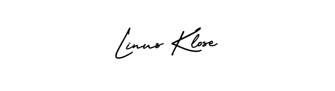 You should practise on your own different ways (AmerikaSignatureDemo-Regular) to write your name (Linus Klose) in signature. don't let someone else do it for you. Linus Klose signature style 3 images and pictures png