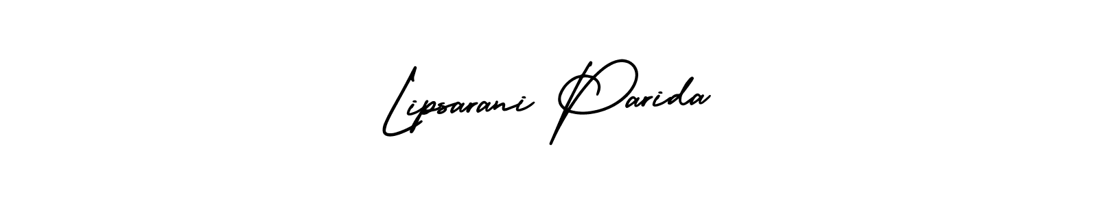 You should practise on your own different ways (AmerikaSignatureDemo-Regular) to write your name (Lipsarani Parida) in signature. don't let someone else do it for you. Lipsarani Parida signature style 3 images and pictures png