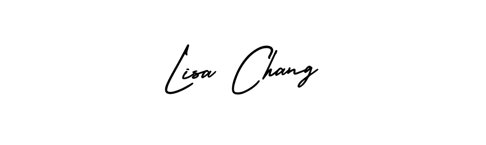 You should practise on your own different ways (AmerikaSignatureDemo-Regular) to write your name (Lisa Chang) in signature. don't let someone else do it for you. Lisa Chang signature style 3 images and pictures png