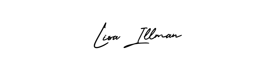 You should practise on your own different ways (AmerikaSignatureDemo-Regular) to write your name (Lisa Illman) in signature. don't let someone else do it for you. Lisa Illman signature style 3 images and pictures png