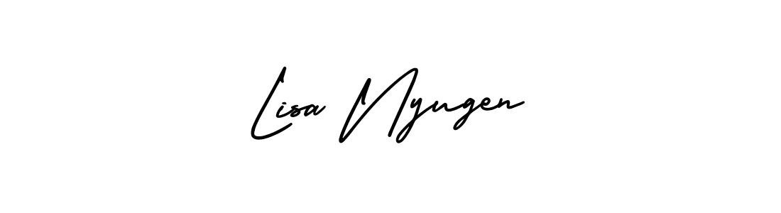 How to Draw Lisa Nyugen signature style? AmerikaSignatureDemo-Regular is a latest design signature styles for name Lisa Nyugen. Lisa Nyugen signature style 3 images and pictures png