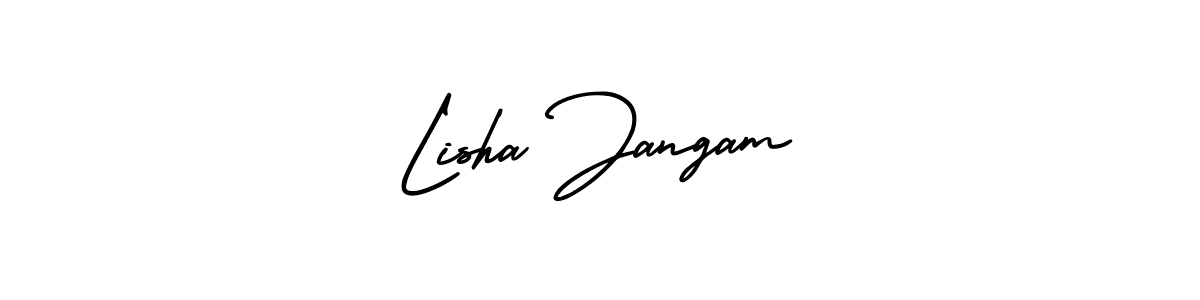 Lisha Jangam stylish signature style. Best Handwritten Sign (AmerikaSignatureDemo-Regular) for my name. Handwritten Signature Collection Ideas for my name Lisha Jangam. Lisha Jangam signature style 3 images and pictures png