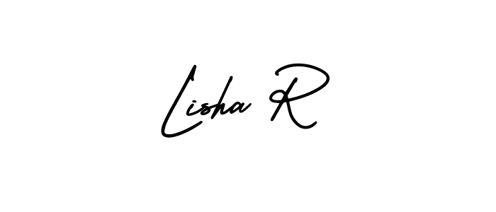 The best way (AmerikaSignatureDemo-Regular) to make a short signature is to pick only two or three words in your name. The name Lisha R include a total of six letters. For converting this name. Lisha R signature style 3 images and pictures png