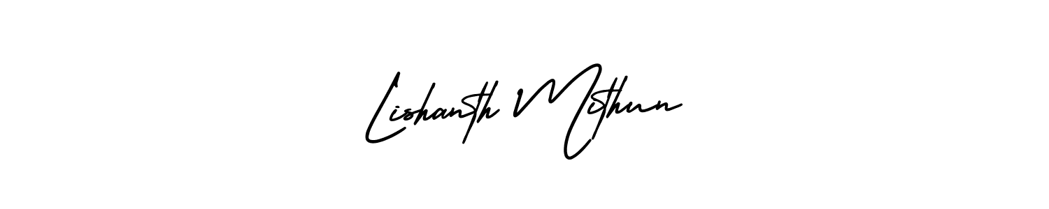 Similarly AmerikaSignatureDemo-Regular is the best handwritten signature design. Signature creator online .You can use it as an online autograph creator for name Lishanth Mithun. Lishanth Mithun signature style 3 images and pictures png
