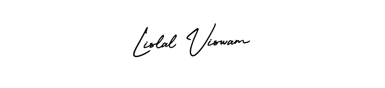You should practise on your own different ways (AmerikaSignatureDemo-Regular) to write your name (Lislal Viswam) in signature. don't let someone else do it for you. Lislal Viswam signature style 3 images and pictures png