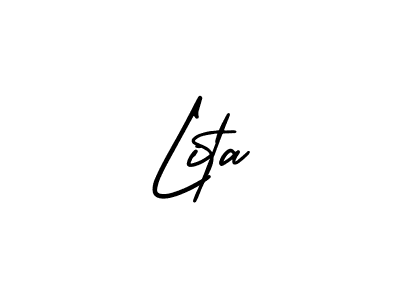 How to make Lita name signature. Use AmerikaSignatureDemo-Regular style for creating short signs online. This is the latest handwritten sign. Lita signature style 3 images and pictures png