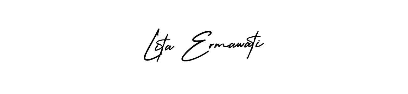 Use a signature maker to create a handwritten signature online. With this signature software, you can design (AmerikaSignatureDemo-Regular) your own signature for name Lita Ermawati. Lita Ermawati signature style 3 images and pictures png