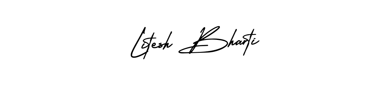 The best way (AmerikaSignatureDemo-Regular) to make a short signature is to pick only two or three words in your name. The name Litesh Bharti include a total of six letters. For converting this name. Litesh Bharti signature style 3 images and pictures png