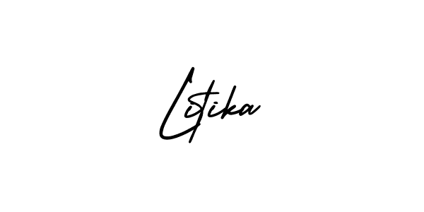 How to make Litika name signature. Use AmerikaSignatureDemo-Regular style for creating short signs online. This is the latest handwritten sign. Litika signature style 3 images and pictures png