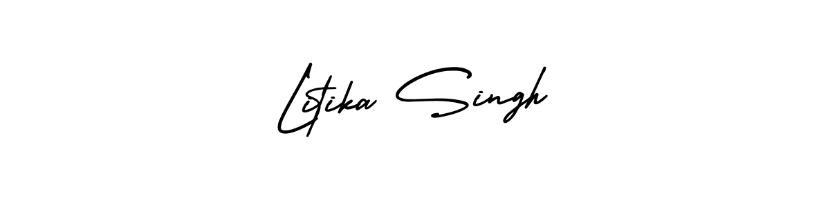 The best way (AmerikaSignatureDemo-Regular) to make a short signature is to pick only two or three words in your name. The name Litika Singh include a total of six letters. For converting this name. Litika Singh signature style 3 images and pictures png