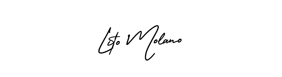 It looks lik you need a new signature style for name Lito Molano. Design unique handwritten (AmerikaSignatureDemo-Regular) signature with our free signature maker in just a few clicks. Lito Molano signature style 3 images and pictures png