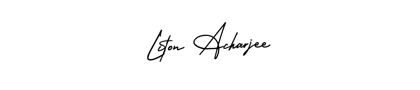 if you are searching for the best signature style for your name Liton Acharjee. so please give up your signature search. here we have designed multiple signature styles  using AmerikaSignatureDemo-Regular. Liton Acharjee signature style 3 images and pictures png