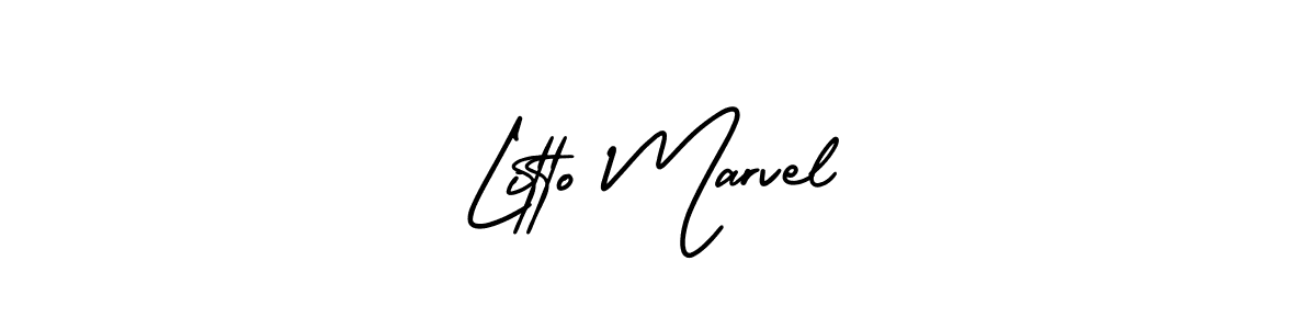 You should practise on your own different ways (AmerikaSignatureDemo-Regular) to write your name (Litto Marvel) in signature. don't let someone else do it for you. Litto Marvel signature style 3 images and pictures png