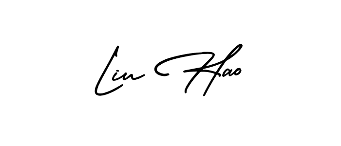 You should practise on your own different ways (AmerikaSignatureDemo-Regular) to write your name (Liu Hao) in signature. don't let someone else do it for you. Liu Hao signature style 3 images and pictures png