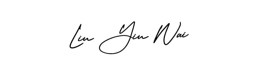 The best way (AmerikaSignatureDemo-Regular) to make a short signature is to pick only two or three words in your name. The name Liu Yiu Wai include a total of six letters. For converting this name. Liu Yiu Wai signature style 3 images and pictures png