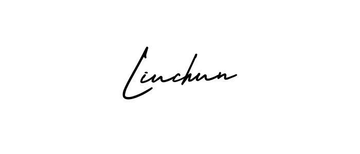 Liuchun stylish signature style. Best Handwritten Sign (AmerikaSignatureDemo-Regular) for my name. Handwritten Signature Collection Ideas for my name Liuchun. Liuchun signature style 3 images and pictures png