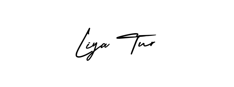 You should practise on your own different ways (AmerikaSignatureDemo-Regular) to write your name (Liya Tur) in signature. don't let someone else do it for you. Liya Tur signature style 3 images and pictures png