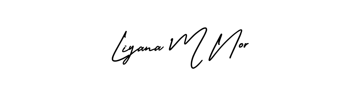 Liyana M Nor stylish signature style. Best Handwritten Sign (AmerikaSignatureDemo-Regular) for my name. Handwritten Signature Collection Ideas for my name Liyana M Nor. Liyana M Nor signature style 3 images and pictures png