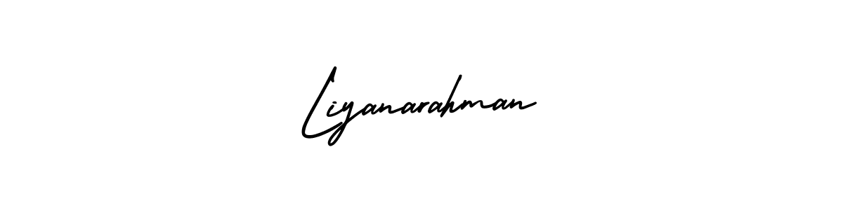 How to Draw Liyanarahman signature style? AmerikaSignatureDemo-Regular is a latest design signature styles for name Liyanarahman. Liyanarahman signature style 3 images and pictures png