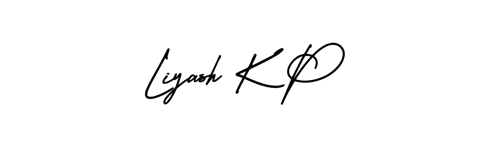 How to make Liyash K P name signature. Use AmerikaSignatureDemo-Regular style for creating short signs online. This is the latest handwritten sign. Liyash K P signature style 3 images and pictures png