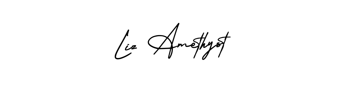It looks lik you need a new signature style for name Liz Amethyst. Design unique handwritten (AmerikaSignatureDemo-Regular) signature with our free signature maker in just a few clicks. Liz Amethyst signature style 3 images and pictures png