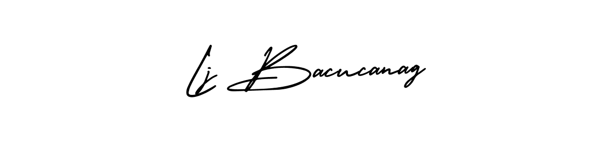 Lj Bacucanag stylish signature style. Best Handwritten Sign (AmerikaSignatureDemo-Regular) for my name. Handwritten Signature Collection Ideas for my name Lj Bacucanag. Lj Bacucanag signature style 3 images and pictures png