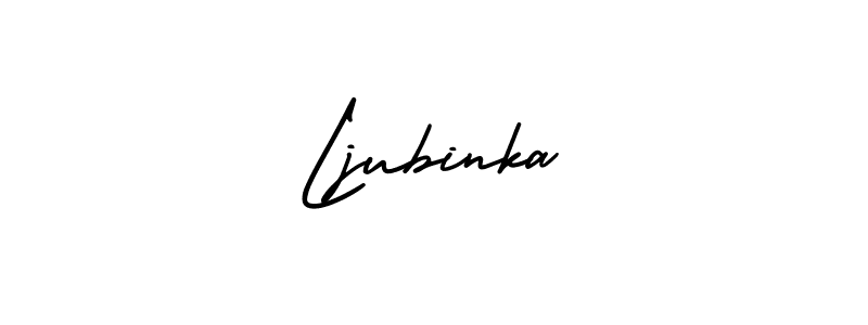 The best way (AmerikaSignatureDemo-Regular) to make a short signature is to pick only two or three words in your name. The name Ljubinka include a total of six letters. For converting this name. Ljubinka signature style 3 images and pictures png