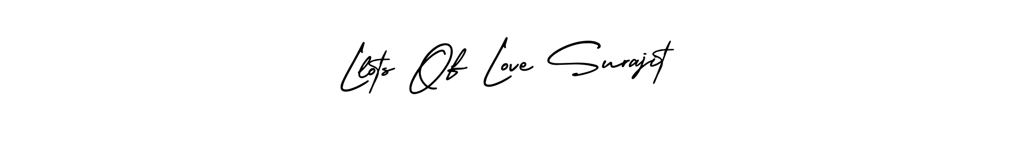 You should practise on your own different ways (AmerikaSignatureDemo-Regular) to write your name (Llots Of Love Surajit) in signature. don't let someone else do it for you. Llots Of Love Surajit signature style 3 images and pictures png