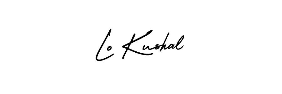 The best way (AmerikaSignatureDemo-Regular) to make a short signature is to pick only two or three words in your name. The name Lo Kushal include a total of six letters. For converting this name. Lo Kushal signature style 3 images and pictures png