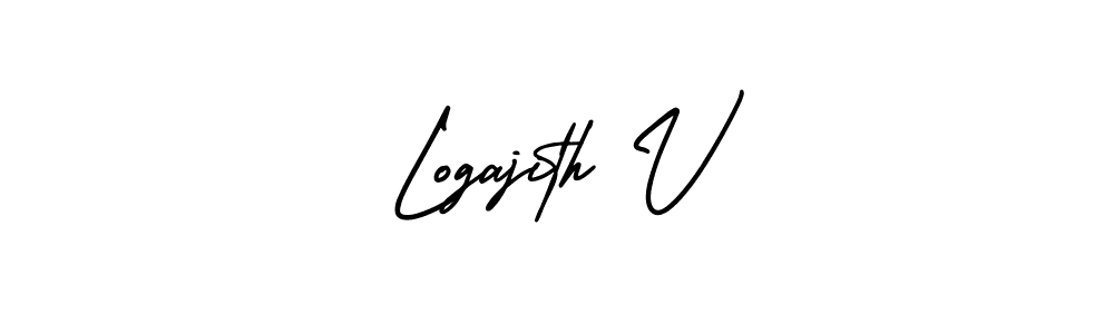 Also we have Logajith V name is the best signature style. Create professional handwritten signature collection using AmerikaSignatureDemo-Regular autograph style. Logajith V signature style 3 images and pictures png