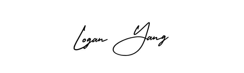 The best way (AmerikaSignatureDemo-Regular) to make a short signature is to pick only two or three words in your name. The name Logan Yang include a total of six letters. For converting this name. Logan Yang signature style 3 images and pictures png