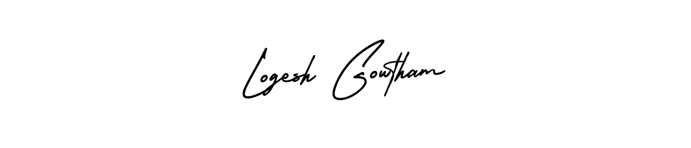 The best way (AmerikaSignatureDemo-Regular) to make a short signature is to pick only two or three words in your name. The name Logesh Gowtham include a total of six letters. For converting this name. Logesh Gowtham signature style 3 images and pictures png