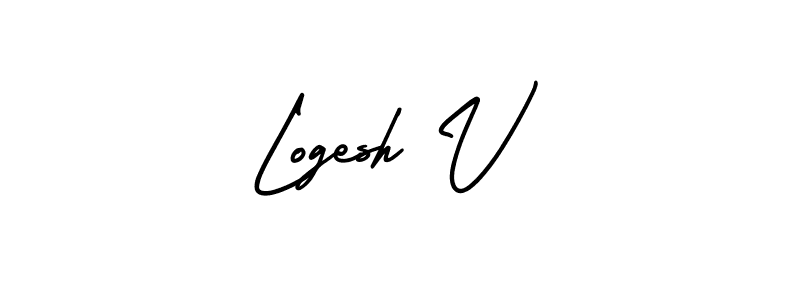 The best way (AmerikaSignatureDemo-Regular) to make a short signature is to pick only two or three words in your name. The name Logesh V include a total of six letters. For converting this name. Logesh V signature style 3 images and pictures png