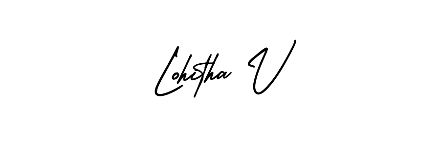 Make a beautiful signature design for name Lohitha V. With this signature (AmerikaSignatureDemo-Regular) style, you can create a handwritten signature for free. Lohitha V signature style 3 images and pictures png