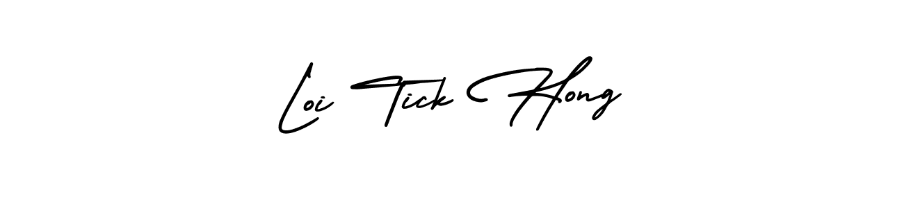 You should practise on your own different ways (AmerikaSignatureDemo-Regular) to write your name (Loi Tick Hong) in signature. don't let someone else do it for you. Loi Tick Hong signature style 3 images and pictures png