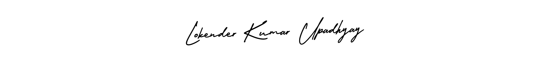You should practise on your own different ways (AmerikaSignatureDemo-Regular) to write your name (Lokender Kumar Upadhyay) in signature. don't let someone else do it for you. Lokender Kumar Upadhyay signature style 3 images and pictures png