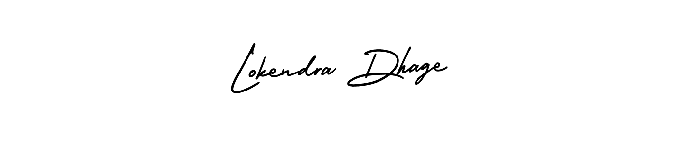 You should practise on your own different ways (AmerikaSignatureDemo-Regular) to write your name (Lokendra Dhage) in signature. don't let someone else do it for you. Lokendra Dhage signature style 3 images and pictures png