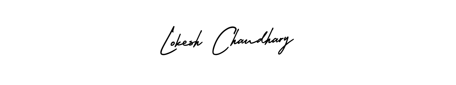 You should practise on your own different ways (AmerikaSignatureDemo-Regular) to write your name (Lokesh Chaudhary) in signature. don't let someone else do it for you. Lokesh Chaudhary signature style 3 images and pictures png