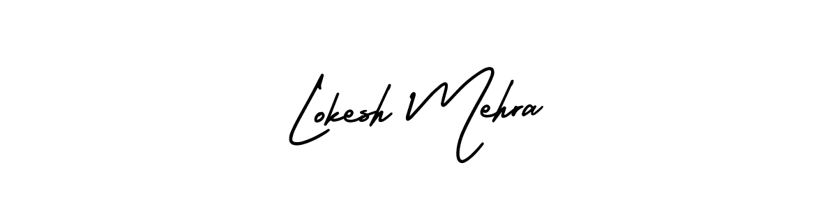 The best way (AmerikaSignatureDemo-Regular) to make a short signature is to pick only two or three words in your name. The name Lokesh Mehra include a total of six letters. For converting this name. Lokesh Mehra signature style 3 images and pictures png