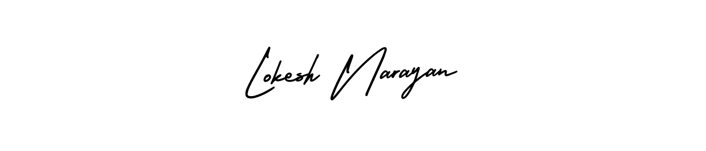The best way (AmerikaSignatureDemo-Regular) to make a short signature is to pick only two or three words in your name. The name Lokesh Narayan include a total of six letters. For converting this name. Lokesh Narayan signature style 3 images and pictures png