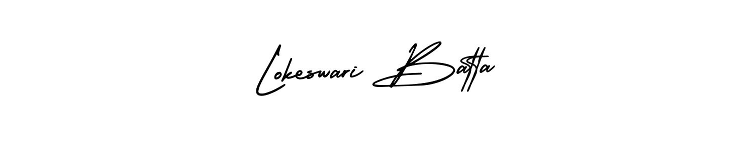 It looks lik you need a new signature style for name Lokeswari Batta. Design unique handwritten (AmerikaSignatureDemo-Regular) signature with our free signature maker in just a few clicks. Lokeswari Batta signature style 3 images and pictures png