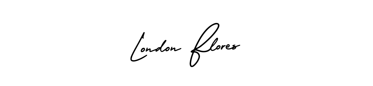 How to make London Flores name signature. Use AmerikaSignatureDemo-Regular style for creating short signs online. This is the latest handwritten sign. London Flores signature style 3 images and pictures png