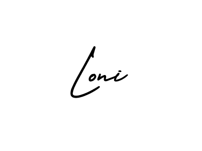 Use a signature maker to create a handwritten signature online. With this signature software, you can design (AmerikaSignatureDemo-Regular) your own signature for name Loni. Loni signature style 3 images and pictures png