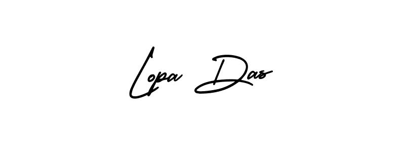 The best way (AmerikaSignatureDemo-Regular) to make a short signature is to pick only two or three words in your name. The name Lopa Das include a total of six letters. For converting this name. Lopa Das signature style 3 images and pictures png