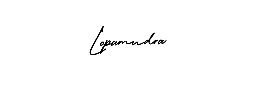 You should practise on your own different ways (AmerikaSignatureDemo-Regular) to write your name (Lopamudra) in signature. don't let someone else do it for you. Lopamudra signature style 3 images and pictures png
