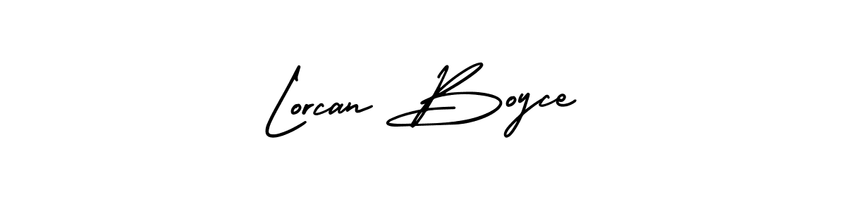 Lorcan Boyce stylish signature style. Best Handwritten Sign (AmerikaSignatureDemo-Regular) for my name. Handwritten Signature Collection Ideas for my name Lorcan Boyce. Lorcan Boyce signature style 3 images and pictures png